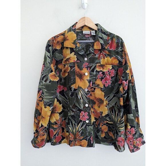 Chico's Tops - Chico's Tropical Botanical Casual Button Up Shirt Size L